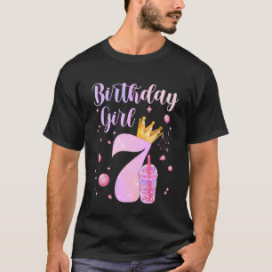 Geburtstagsmädchen 7 Jahre altes Boba-Tee-Themenpa T-Shirt