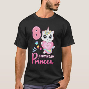 Geburtstagsmädchen 8 Jahre altes süßes Katzen-Einh T-Shirt