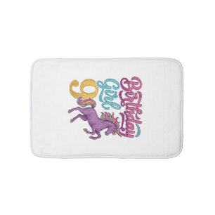 Geburtstagsmädchen 9 Einhorn Vintage Gravur Design Badematte