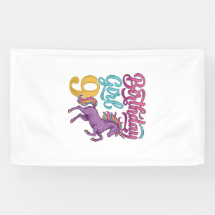 Geburtstagsmädchen 9 Einhorn Vintage Gravur Design Banner