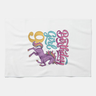 Geburtstagsmädchen 9 Einhorn Vintage Gravur Design Geschirrtuch