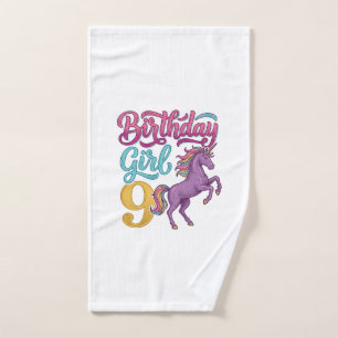 Geburtstagsmädchen 9 Einhorn Vintage Gravur Design Handtuch
