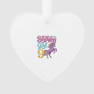 Geburtstagsmädchen 9 Einhorn Vintage Gravur Design Ornament