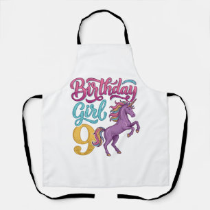 Geburtstagsmädchen 9 Einhorn Vintage Gravur Design Schürze