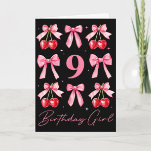 Geburtstagsmädchen 9. Geburtstag Kirsche Kokette S Karte