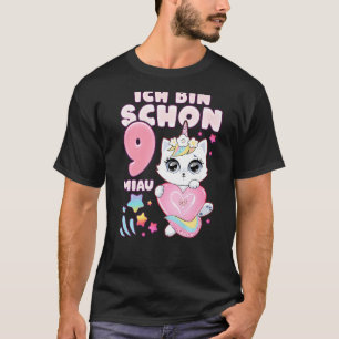 Geburtstagsmädchen 9 Jahre alte Katzeneinhorn in d T-Shirt