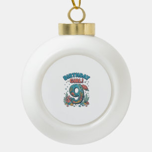 Geburtstagsmädchen 9 Ozean-Schildkröte Vektor-Desi Keramik Kugel-Ornament
