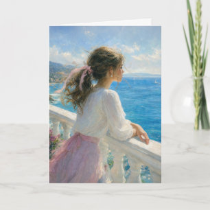 Geburtstagsmädchen auf einem Ozeanbalkon Impressio Karte