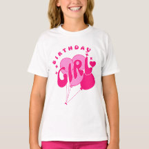 Geburtstagsmädchen-Balloons und Herz-T-Shirt -Hübs