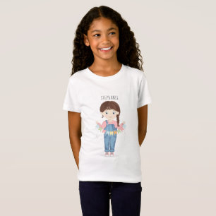 Geburtstagsmädchen in Overall Brünette T-Shirt