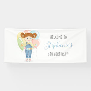 Geburtstagsmädchen in Overalls Redhead Banner