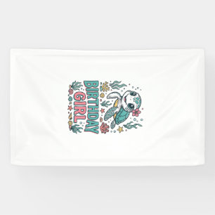 Geburtstagsmädchen Meeresschildkröte Vintage Gravu Banner