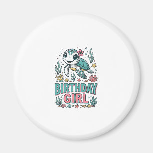 Geburtstagsmädchen Meeresschildkröte Vintage Gravu Magnet