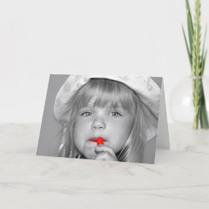 Geburtstagsmädchen mit rotem Lippenstift Karte