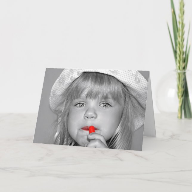 Geburtstagsmädchen mit rotem Lippenstift Karte (Vorderseite)