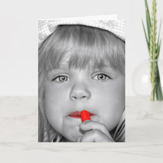 Geburtstagsmädchen mit rotem Lippenstift Karte