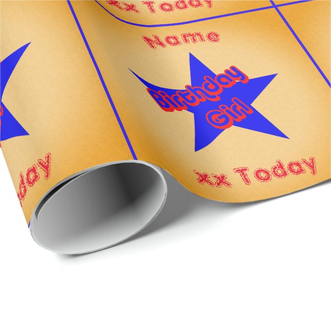 Geburtstagsmädchen Niedlich Personalisiert Geburts Geschenkpapier (Rolleneckpunkt)