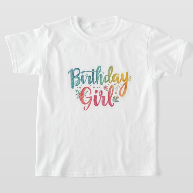 Geburtstagsmädchen Regenbogentext T-Shirt (Ablage )