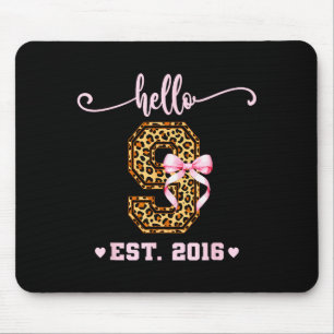 Geburtstagsmädchen Rosa Coquette Schleife Hallo 9  Mousepad