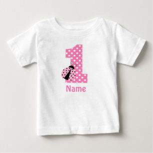 Geburtstagsmädchen Rosa Marienkäfer Personalisiert Baby T-shirt