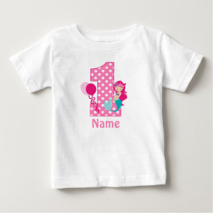 Geburtstagsmädchen Rosa Meerjungfrau Personalisier Baby T-shirt