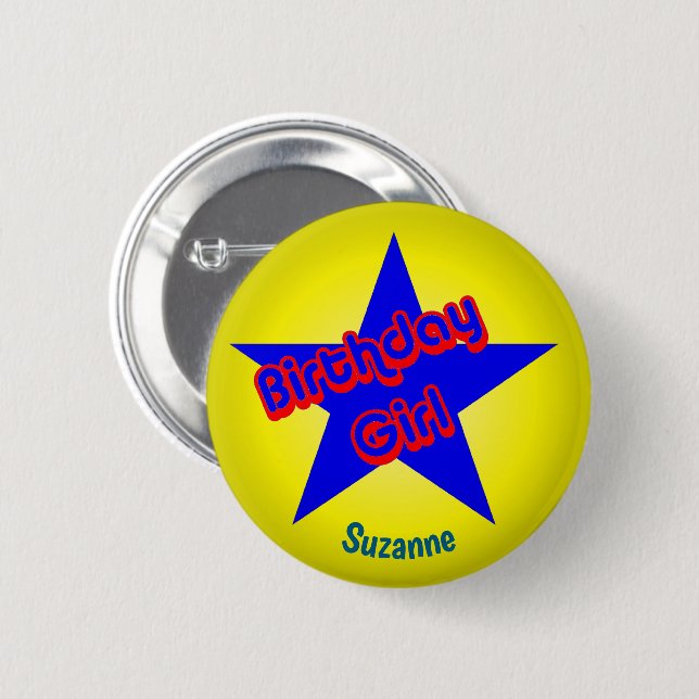 Geburtstagsmädchen Süß Personalisiert Button (Vorne & Hinten)