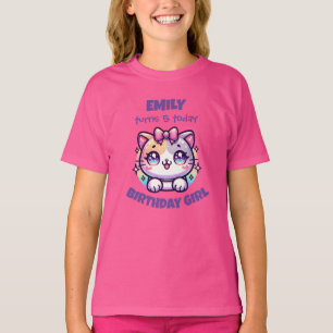 Geburtstagsmädchen Süße Katzen T-Shirt - Benutzerd