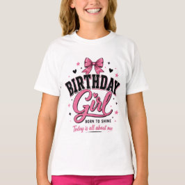 Geburtstagsmädchen-Teen-T-Shirt mit rosa Bogen-Gra T-Shirt