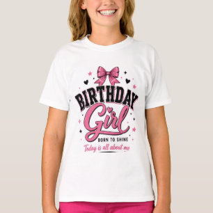 Geburtstagsmädchen-Teen-T-Shirt mit rosa Bogen-Gra T-Shirt