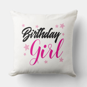 Geburtstagsmädchen-Typografie-Design Stylischer Kissen