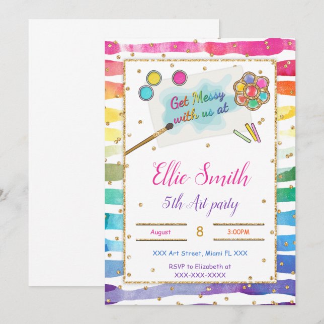 Geburtstagsmalerei Einladung (Vorne/Hinten)