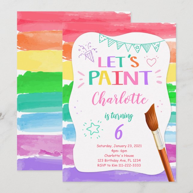 Geburtstagsmalerei Einladung (Vorne/Hinten)