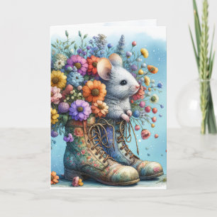 Geburtstagsmaus in alter Stiefel Karte