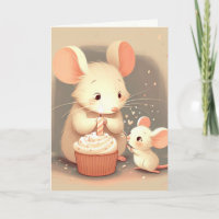 Geburtstagsmäuse mit Cupcake