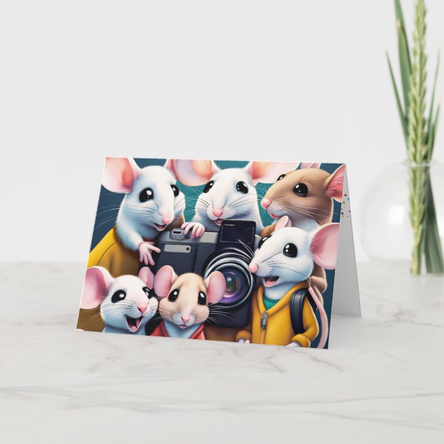 Geburtstagsmäuse mit Kamera Karte (Vorderseite)