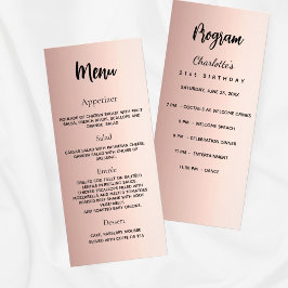 Geburtstagsmenü Rose Gold elegant Werbekarte