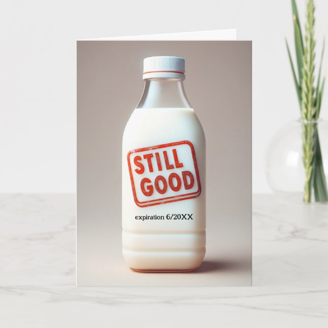 Geburtstagsmilch Flasche mit Verfalldatum Karte (Vorderseite)