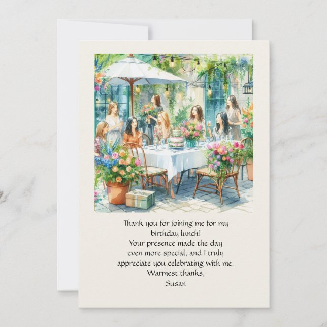 Geburtstagsmittagsessen Flat Danke Karte (Vorderseite)
