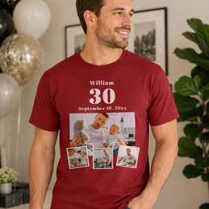 Geburtstagsname Alter Fotocollage rot T-Shirt