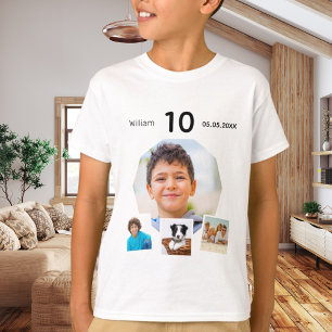 Geburtstagsname Foto Collage Junge T-Shirt