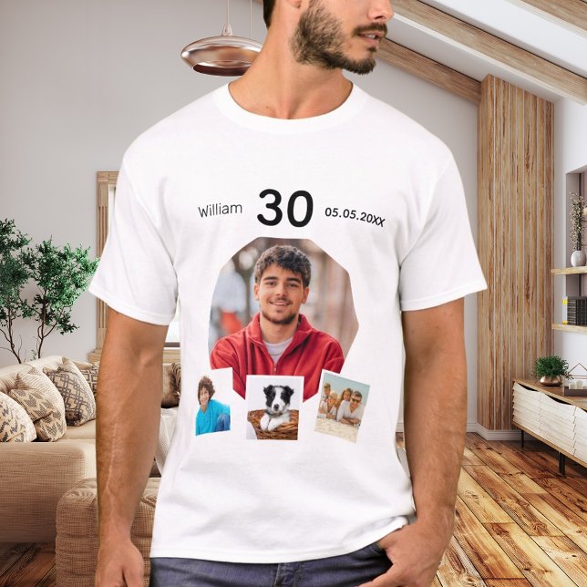 Geburtstagsname Foto Collage Typ T-Shirt (Von Creator hochgeladen)
