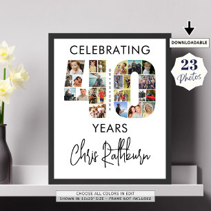 Geburtstagsnummer 40 23 FotoCollage Poster