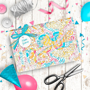 Geburtstagsnummer Word Cloud 30 B ID270 Geschenkpapier