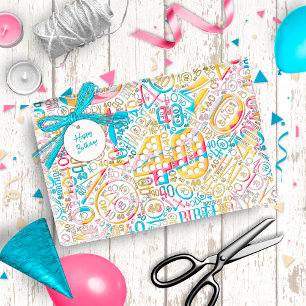 Geburtstagsnummer Word Cloud 40 B ID270 Geschenkpapier