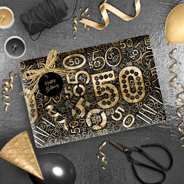 Geburtstagsnummer Word Cloud 50 C ID270 Geschenkpapier