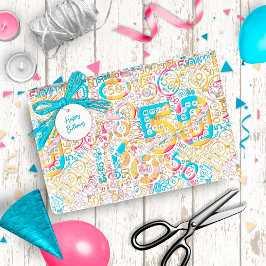 Geburtstagsnummer Word Cloud Fifty B ID270 Geschenkpapier