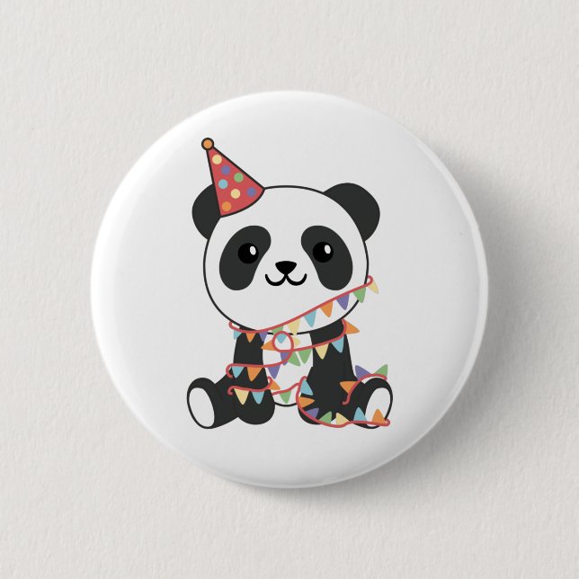 Geburtstagspanda für Kinder - eine Geburtstagskart Button (Vorderseite)