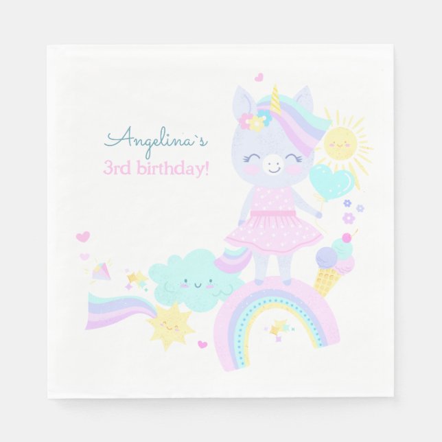 Geburtstagspapier Napkin. Serviette (Vorderseite)