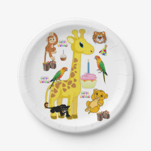 Geburtstagspapier-Teller, Giraffe Pappteller