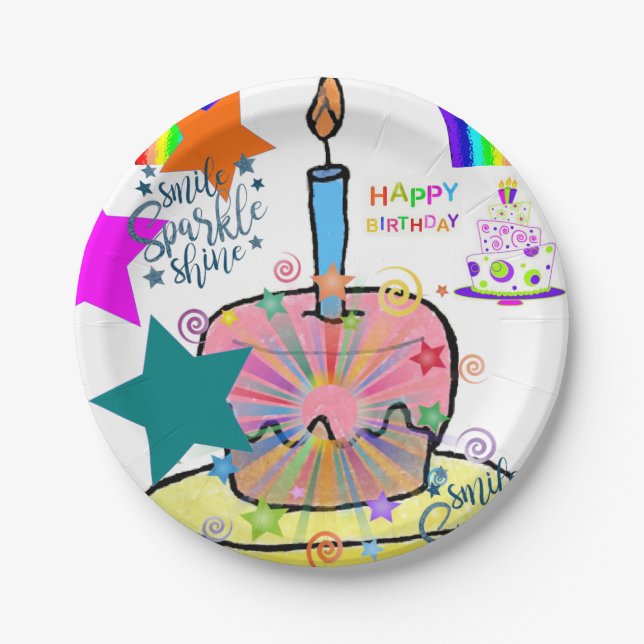Geburtstagspapier-Teller Pappteller (Vorderseite)